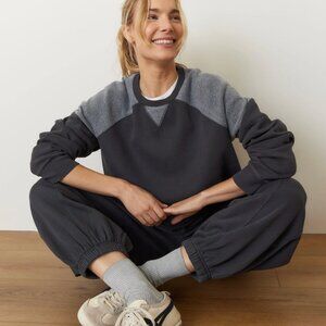 Marine Layer Cloud 9 Fleece Crop Sweatshirt in Washed Black